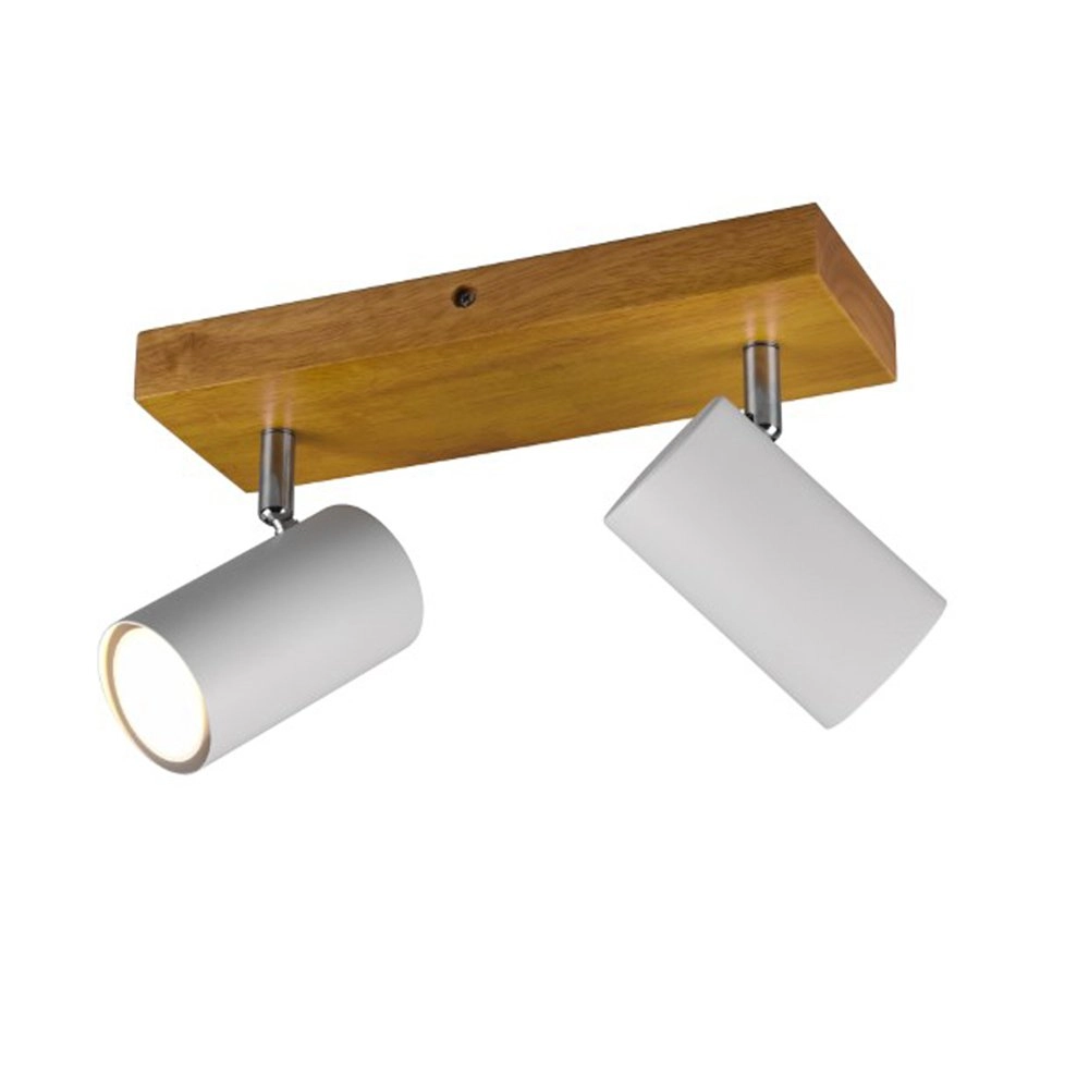 2-lichts opbouwspot Marley wit op hout 2-lichts opbouwspot Marley wit op hout