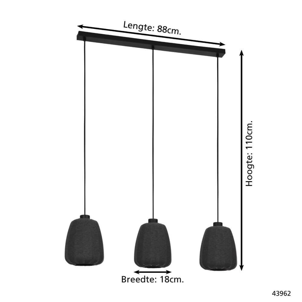 Stoffen 3-lichts hanglamp Barlaston Eglo 9002759439620