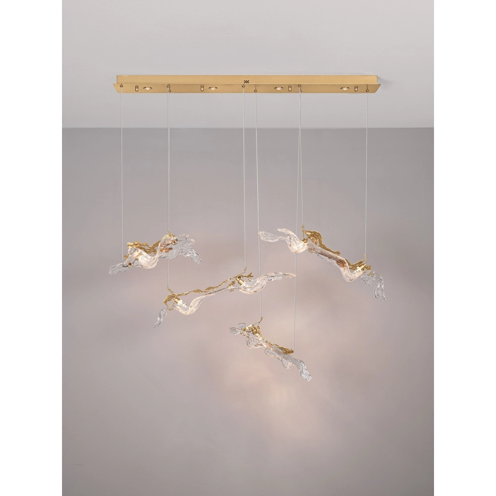 Gouden hanglamp Avesa met helder glas 128cm Lyora 5212063500426
