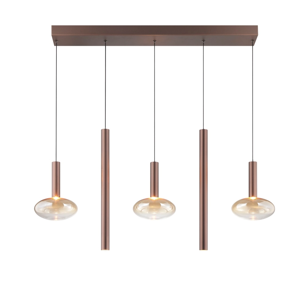 Hanglamp Veridian koffie bruin met amber glas Brilliant 4004353477942