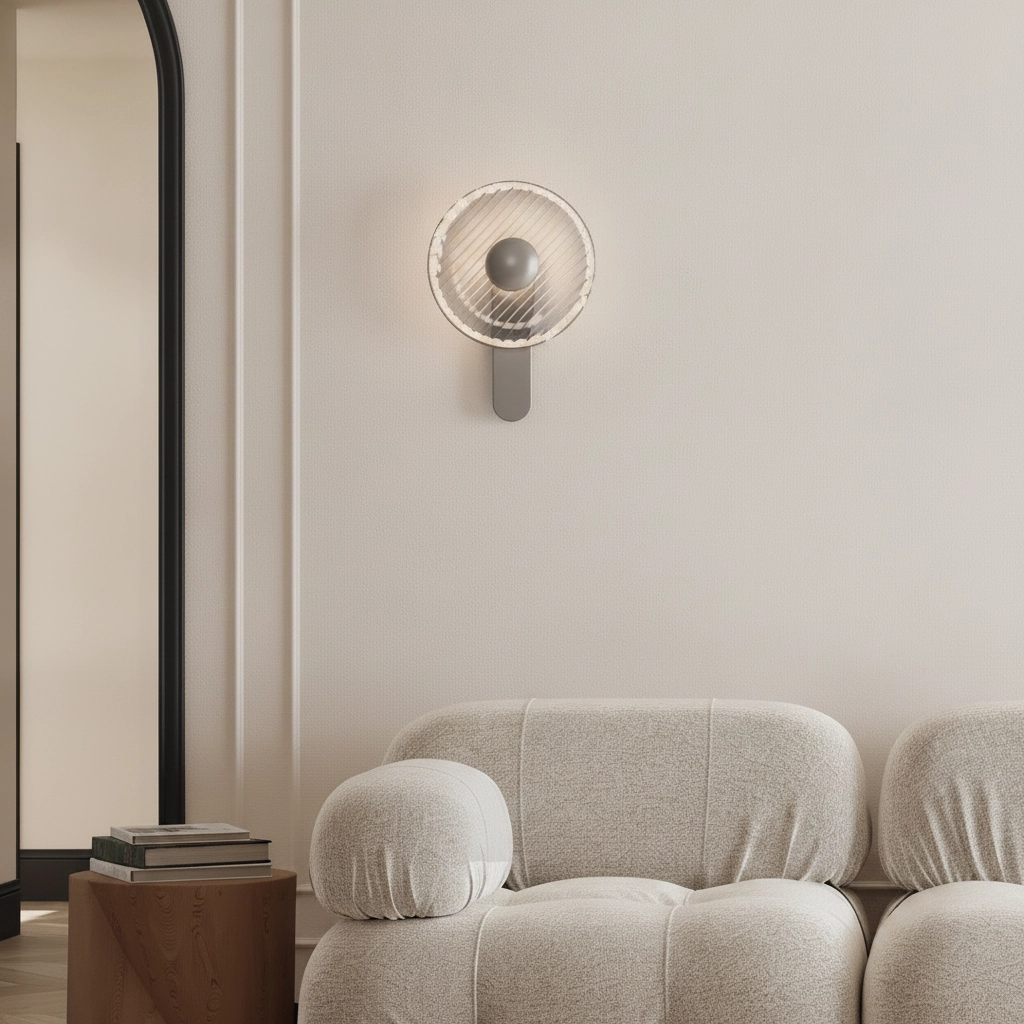 Design wandlamp Lavina zilvergrijs met smoke glas Ø 25cm