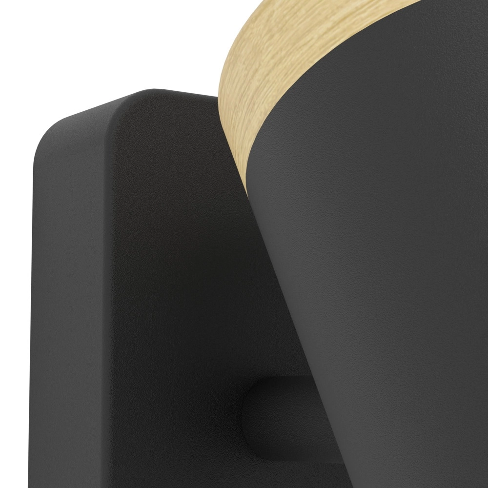 Wandlamp Consuma enkel zwart met hout Eglo 9008606323654