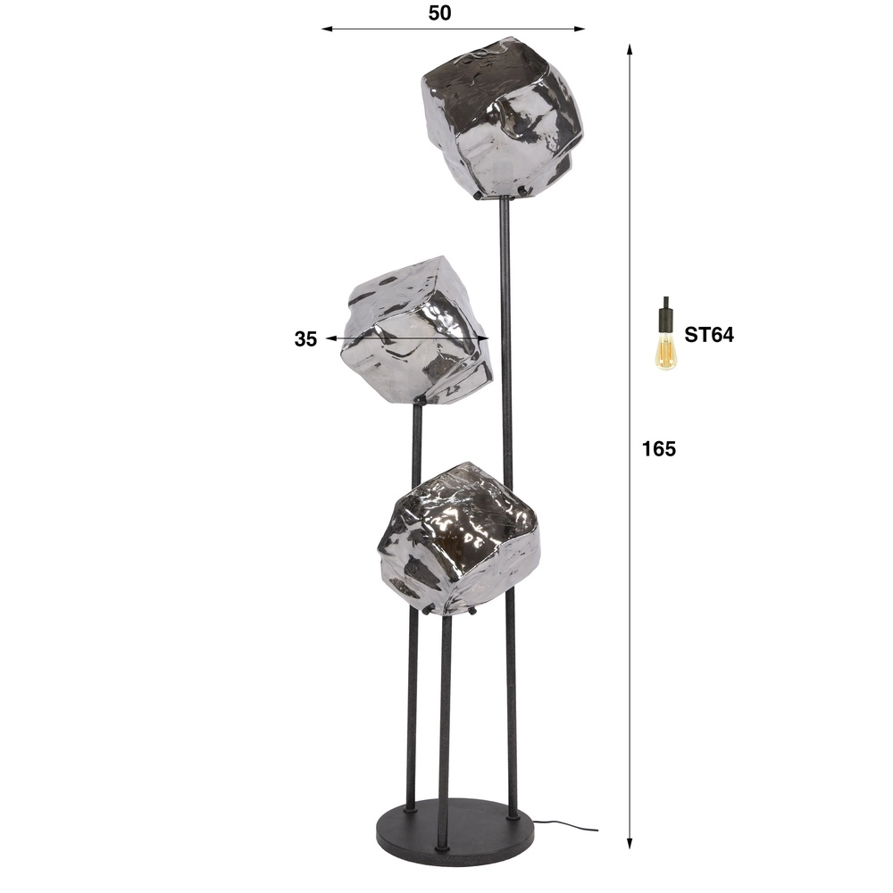 Moderne vloerlamp Rock 3-lichts - chroom glas Lyora 8716803511385