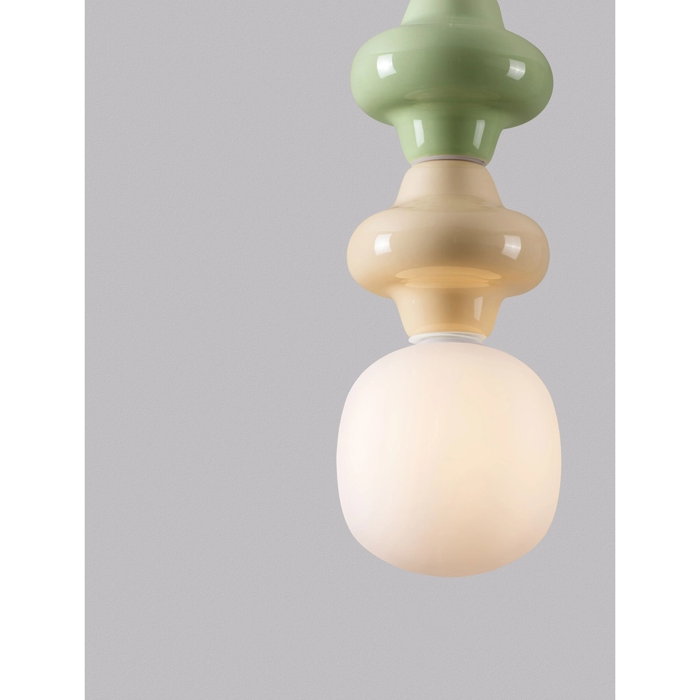 Hanglamp Clio M groen en geel keramiek