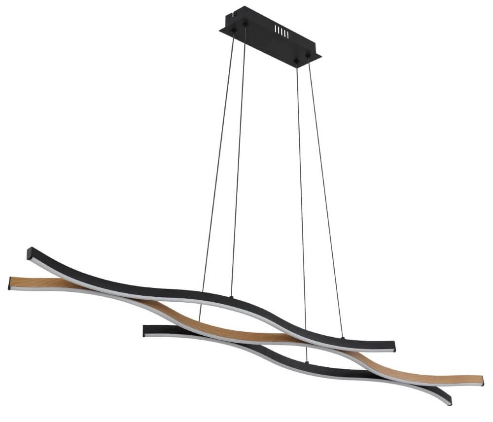 Hanglamp Geronimo zwart met hout Globo 9007371451043