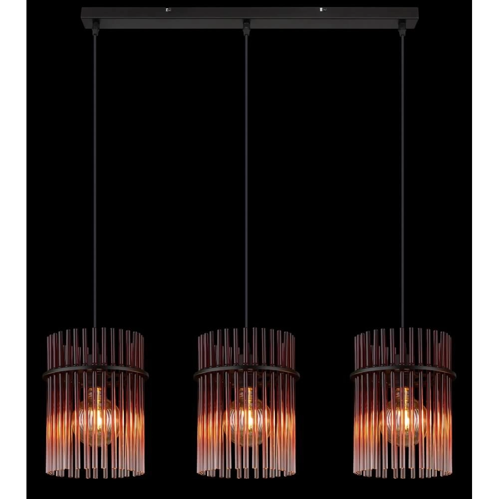 Zwarte hanglamp Gorley met rood glas 3-lichts Globo 9007371465965