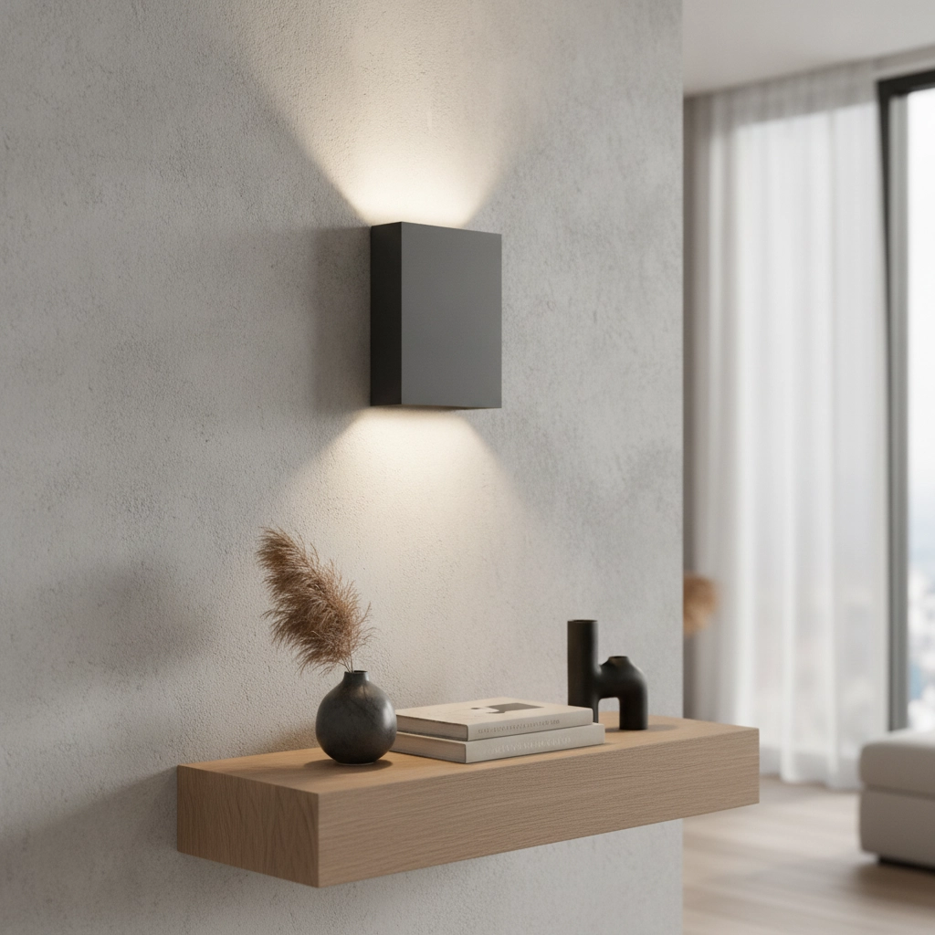 Strakke wandlamp Memphis zwart