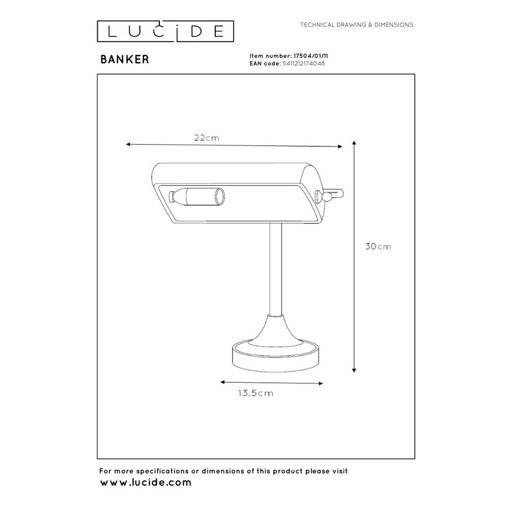Bureaulamp Banker chroom Lucide 5411212174048