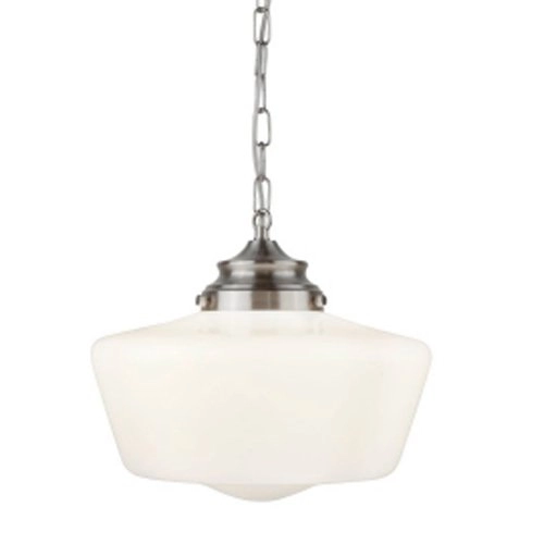 Hanglamp School House Ø 30cm mat zilver met wit