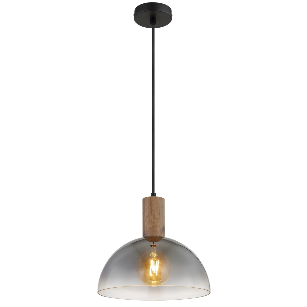 Landelijke hanglamp Romy zwart met hout