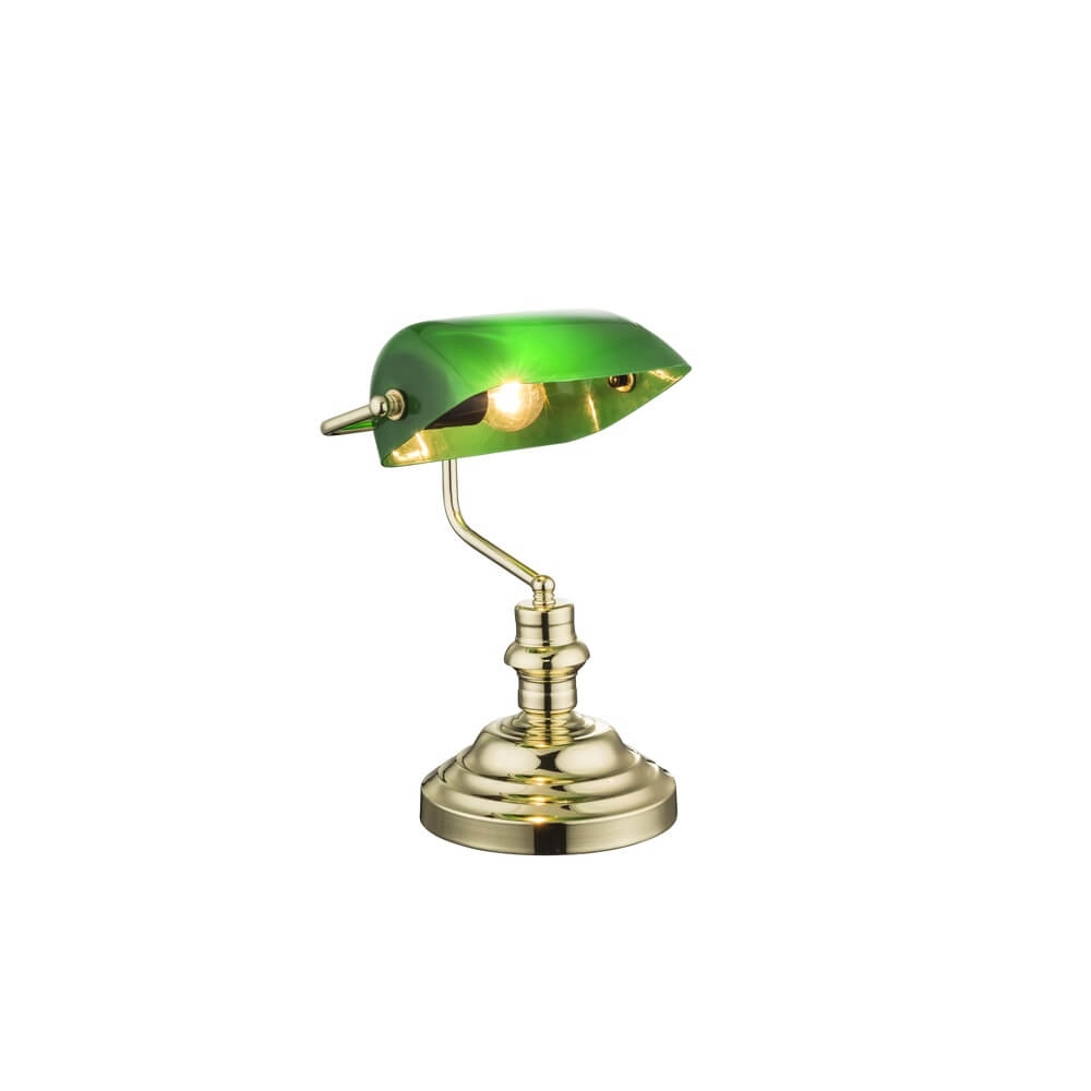 Klassieke bureaulamp Antique nikkel met groen glas Globo 9007371329120