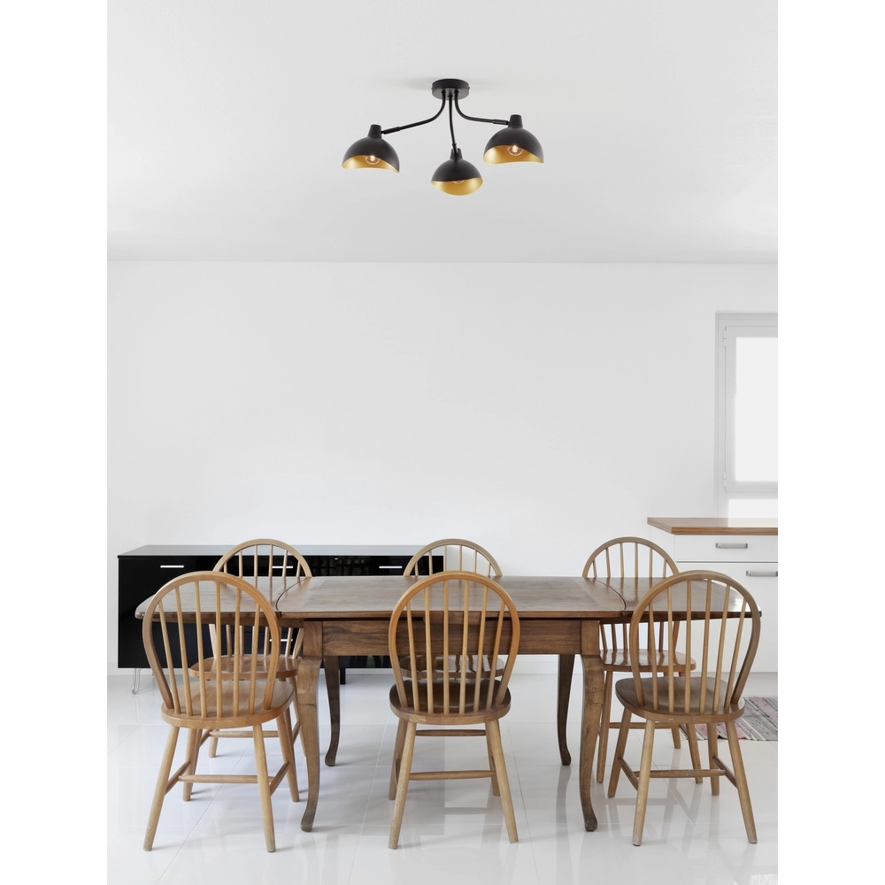 Plafondlamp Geti M zwart met gouden binnenkant Lyora 5212017436399