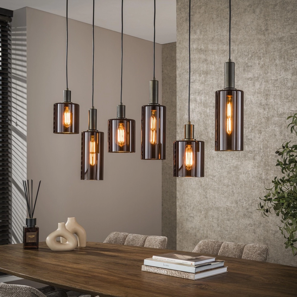 Eettafel hanglamp Sepiora Sienna bruin - donker glas