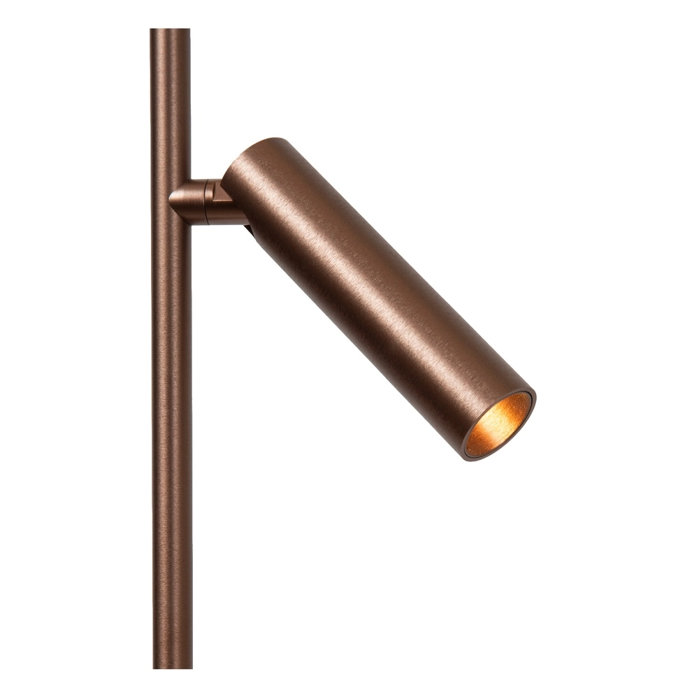 Strakke vloerlamp met leeslamp Applause geborsteld roodkoper - led Premium by Lucide 5411212221872