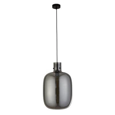 Hanglamp Glas Barrel zwart met smoke glas Searchlight 5053423190433