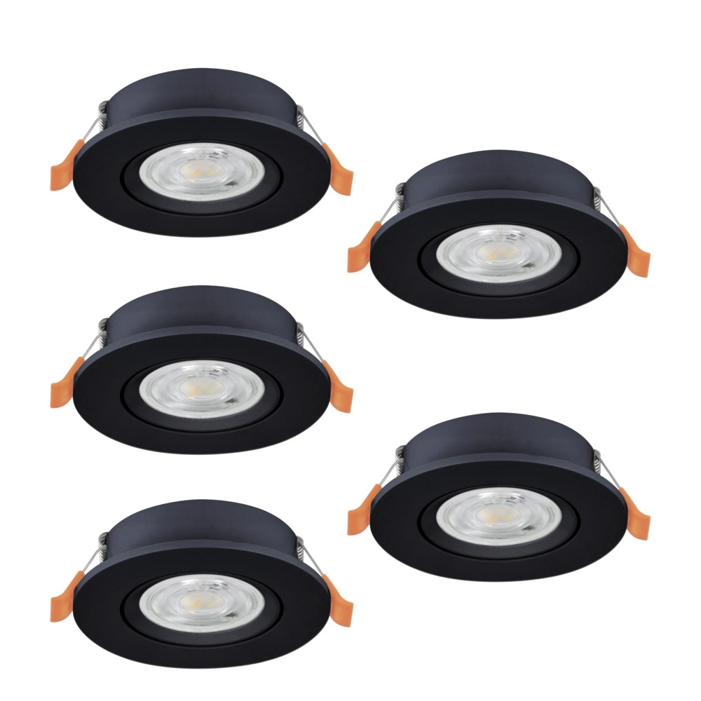 Set van 5 inbouwspots Barranco zwart Ø 9cm - 3-staps CCT Set van 5 inbouwspots Barranco zwart Ø 9cm - 3-staps CCT