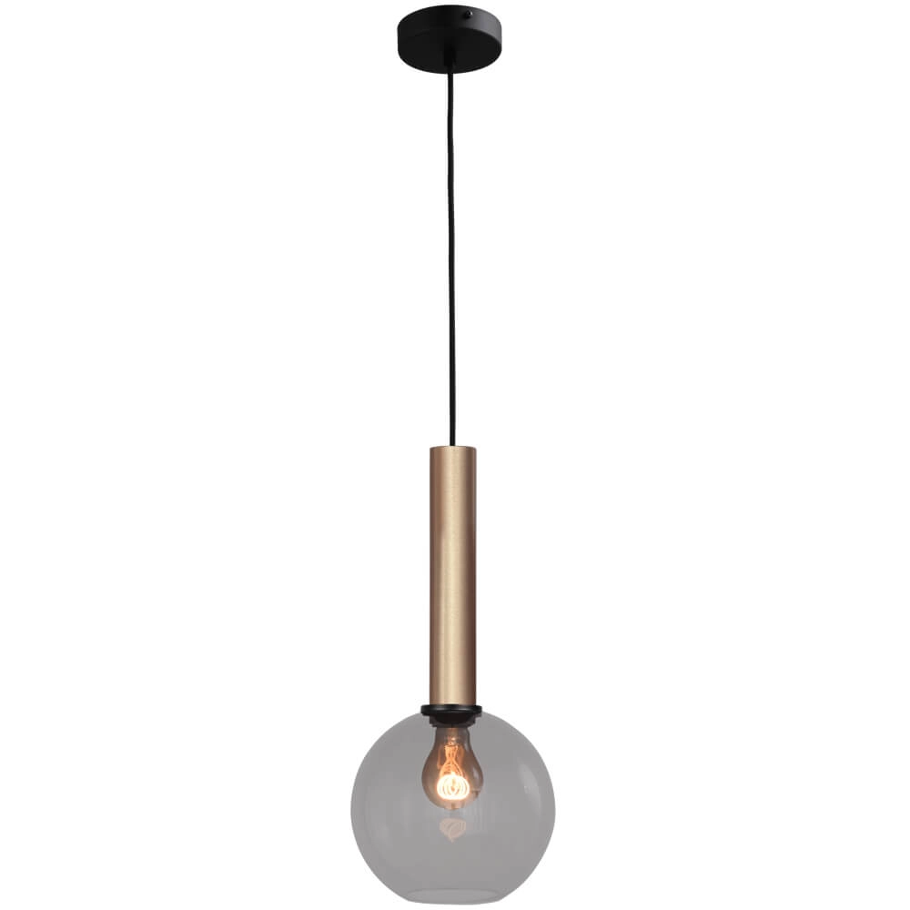 Hanglamp Ø 20cm Bella 2 Messing goud met smoke glas