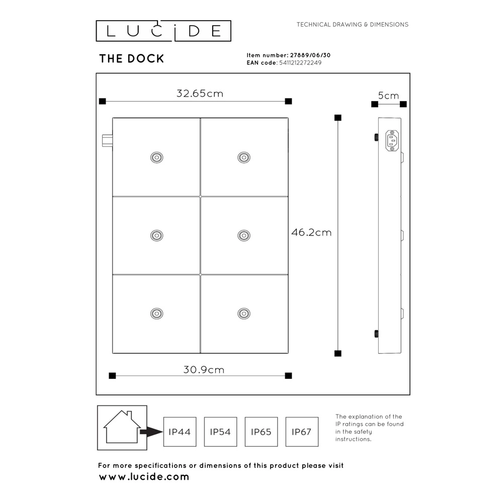 Oplaadstation The Dock max 6 lampen Lucide 5411212272249