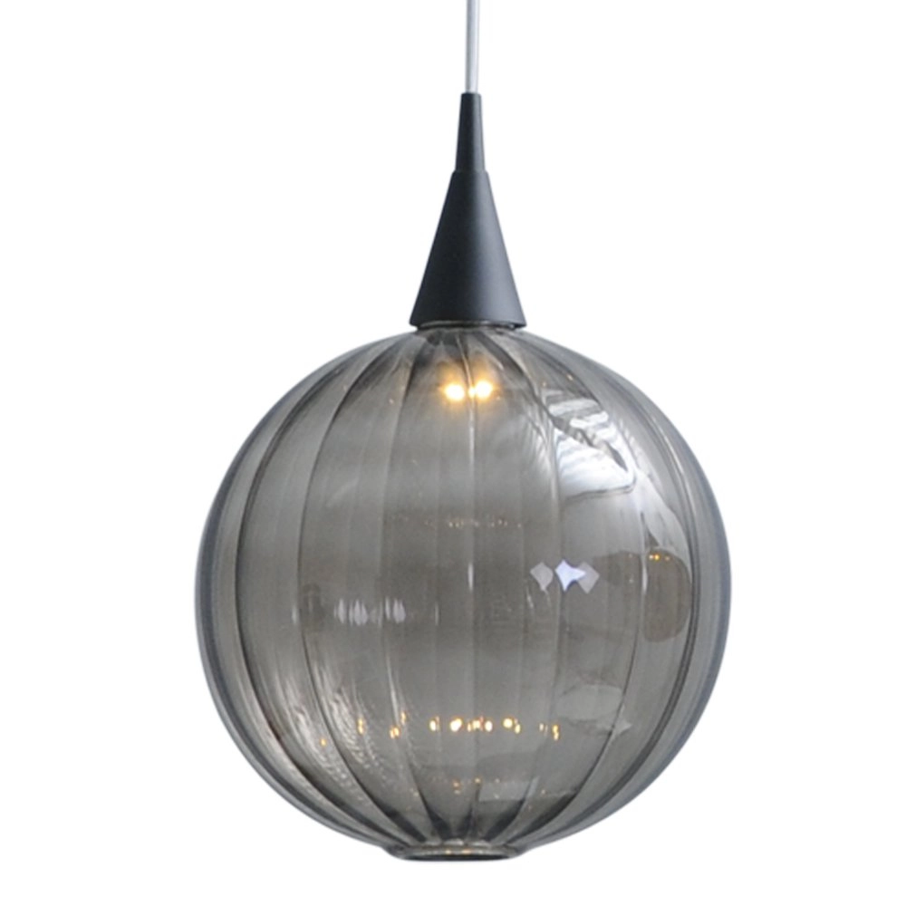 Zwarte eettafel hanglamp Bocca met 3 blackline glasbollen Masterlight 8718121213231