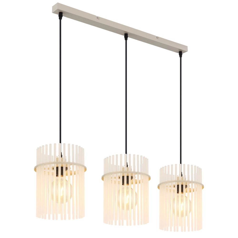 3-lichts hanglamp Gorley zand bruin met glas