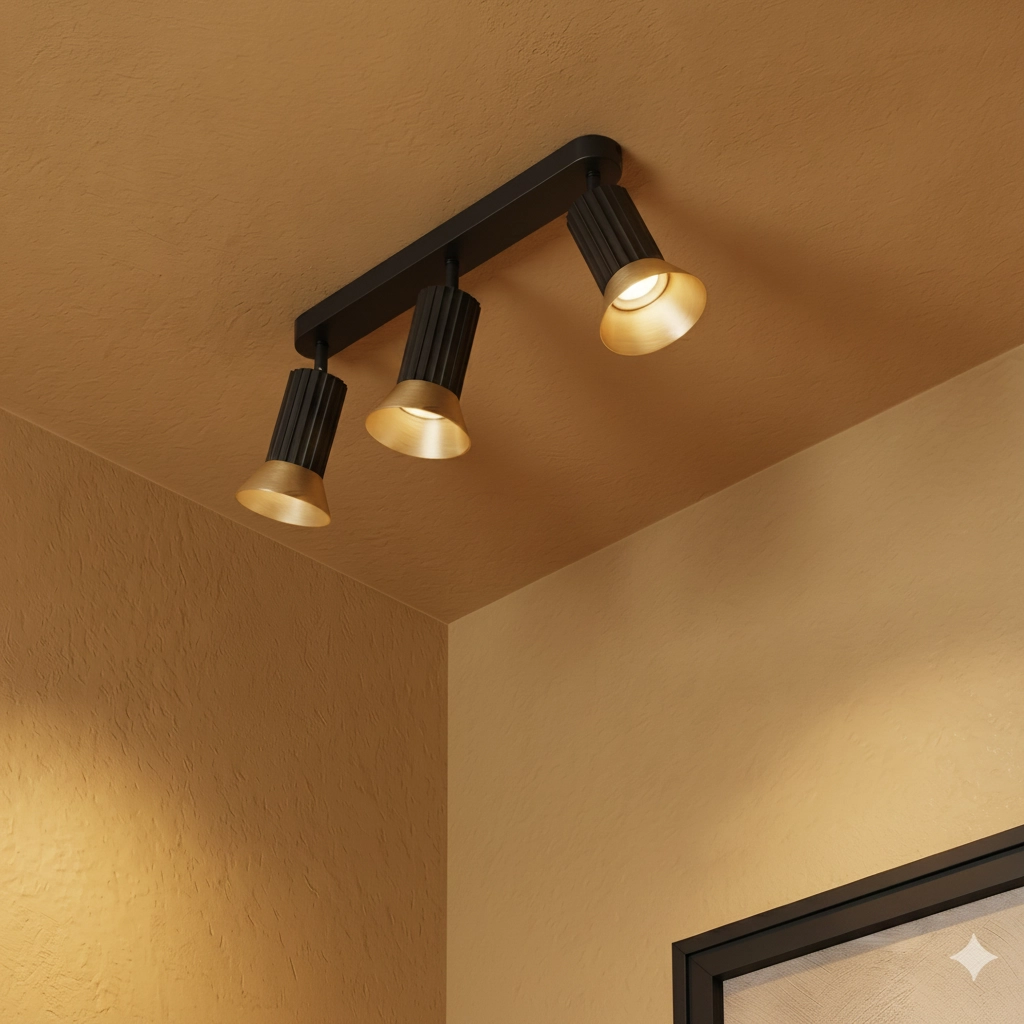 Plafondlamp Luvia 3-lichts zwart met goud