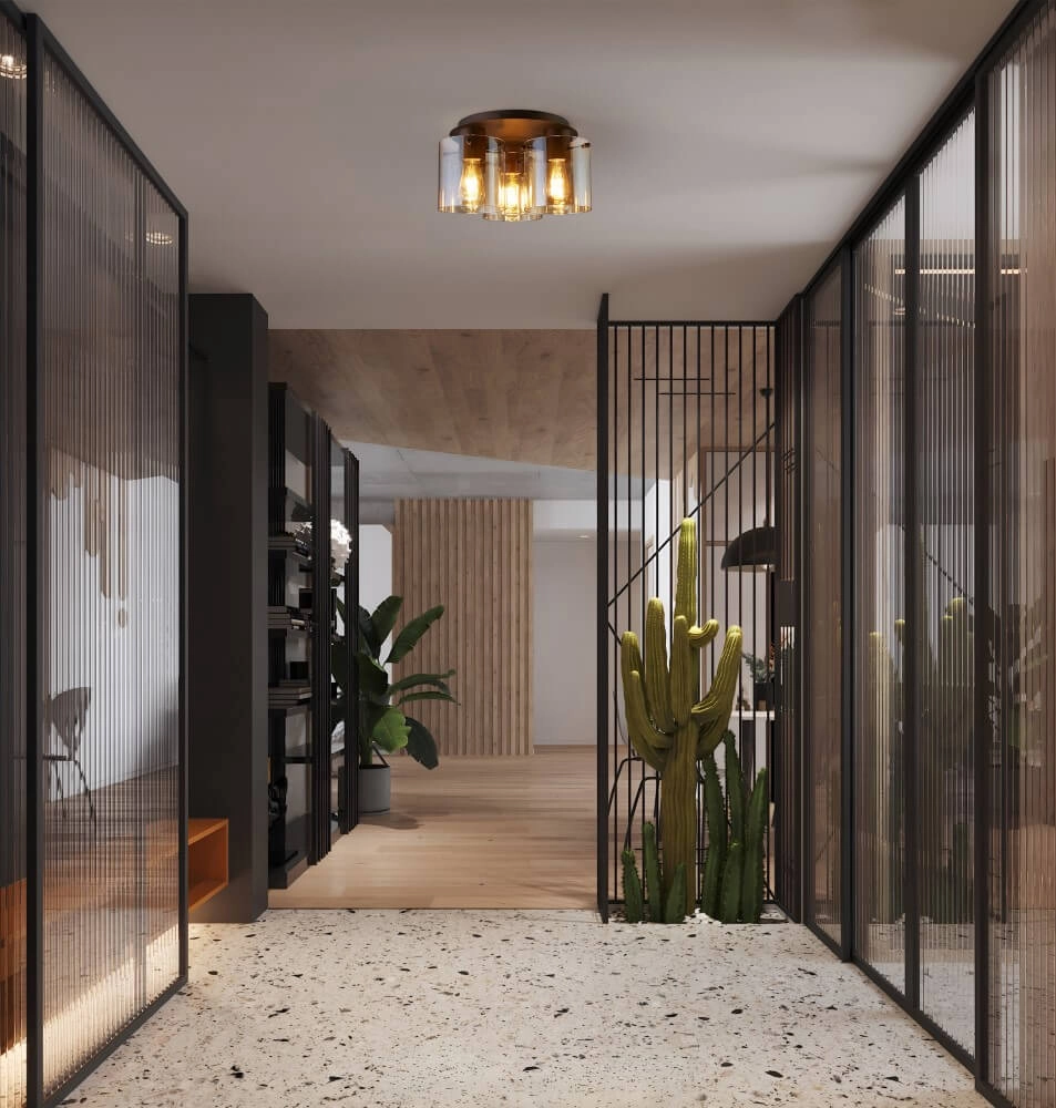 Plafondlamp 3-lichts Sweden mocha bruin Searchlight 5053423271668