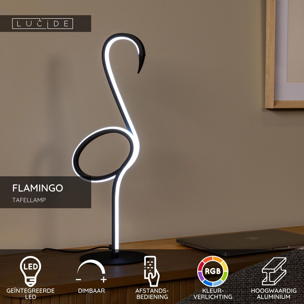 Tafellampje Flamingo zwart Lucide 5411212051745