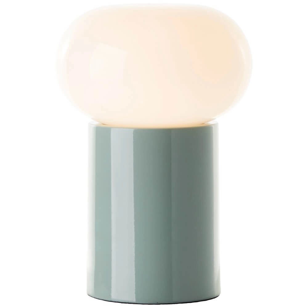 Groene tafellamp Knut met wit glas Groene tafellamp Knut met wit glas