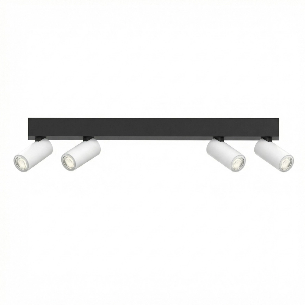 4-lichts opbouwspot Tevo Mini zwart met wit