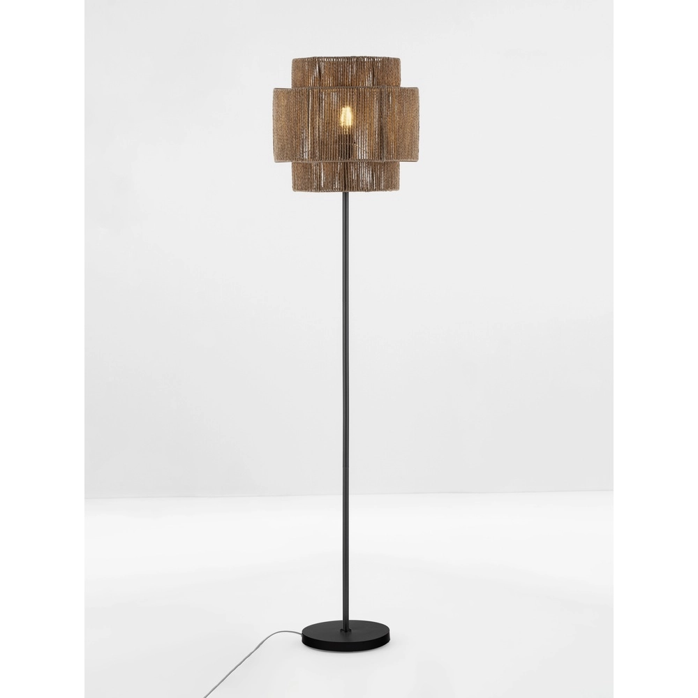 Vloerlamp Lito zwart en rotan Lyora 5212017454744