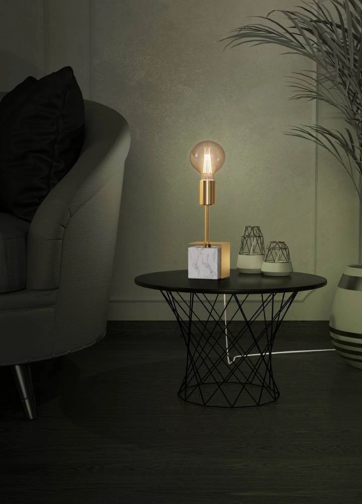 Gouden tafelamp Carmita met marmeren voet Stars of Light 9008606240487
