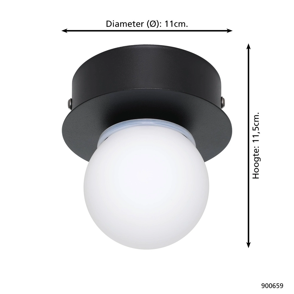Zwart plafondlampje Mosiano Ø 11,5cm Eglo 9008606286096