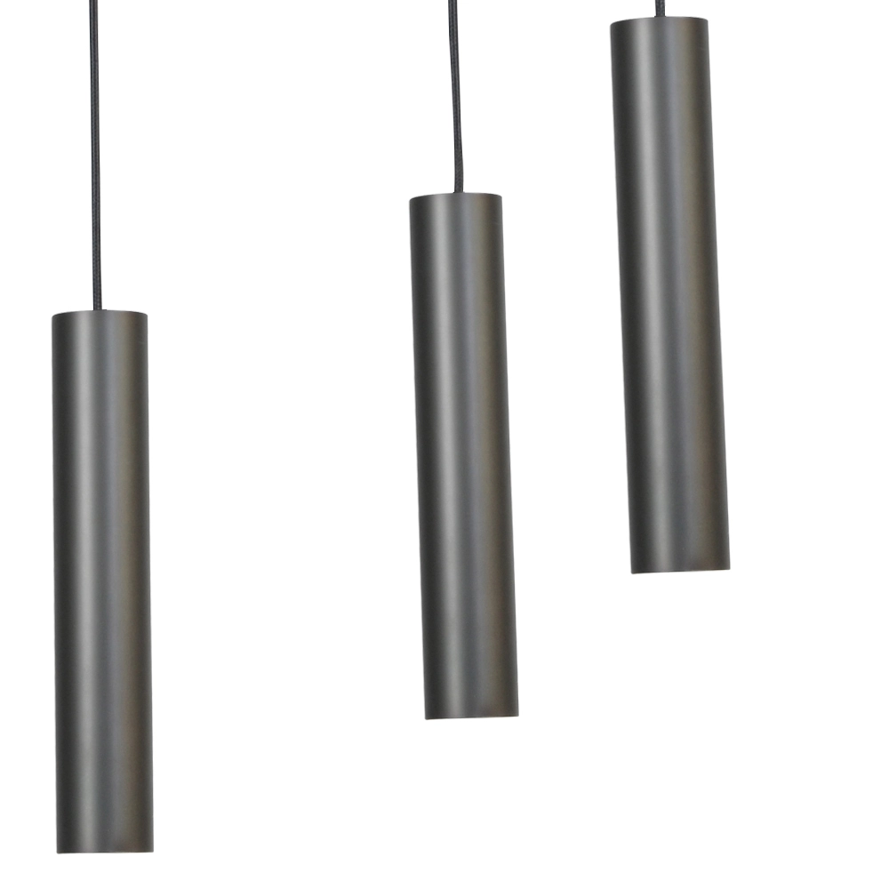 Zwarte eetkamer hanglamp Run 8-lichts cilinders gunmetal Masterlight 8718121206431