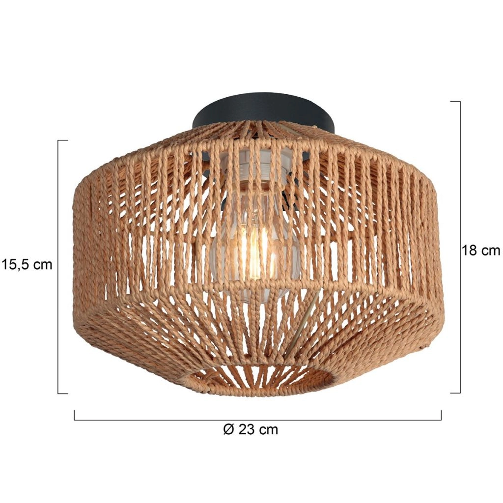 Plafondlamp Ropex met rotan kap Ø23cm Steinhauer 8712746182972