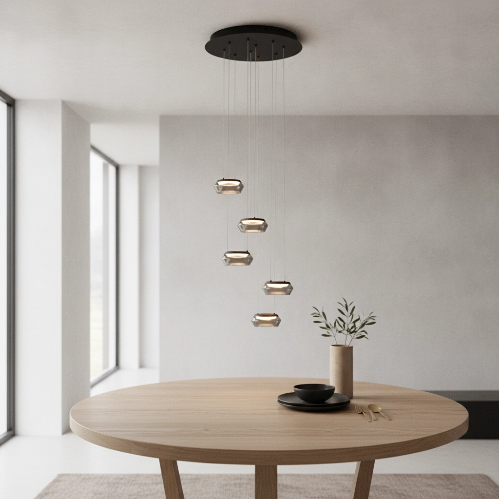 Strakke hanglamp Jailyn rond 5-lichts
