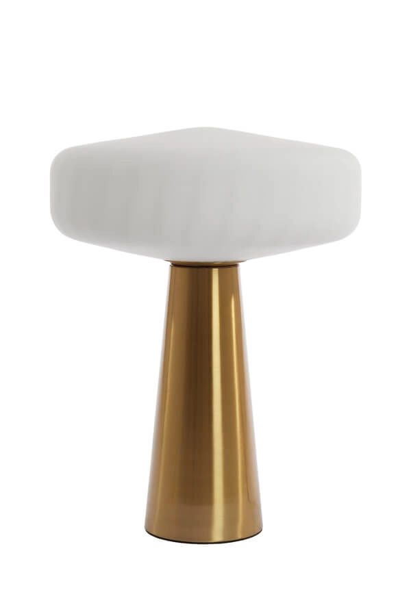 Tafellamp Pleat goud met wit Ø 40cm Light & Living 8717807687748