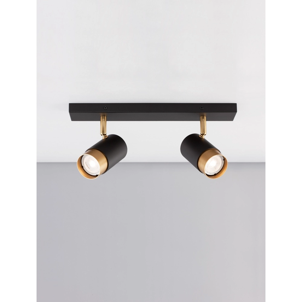 Plafondspot Pogno 2-lichts zwart met goud Lyora 5212017430847