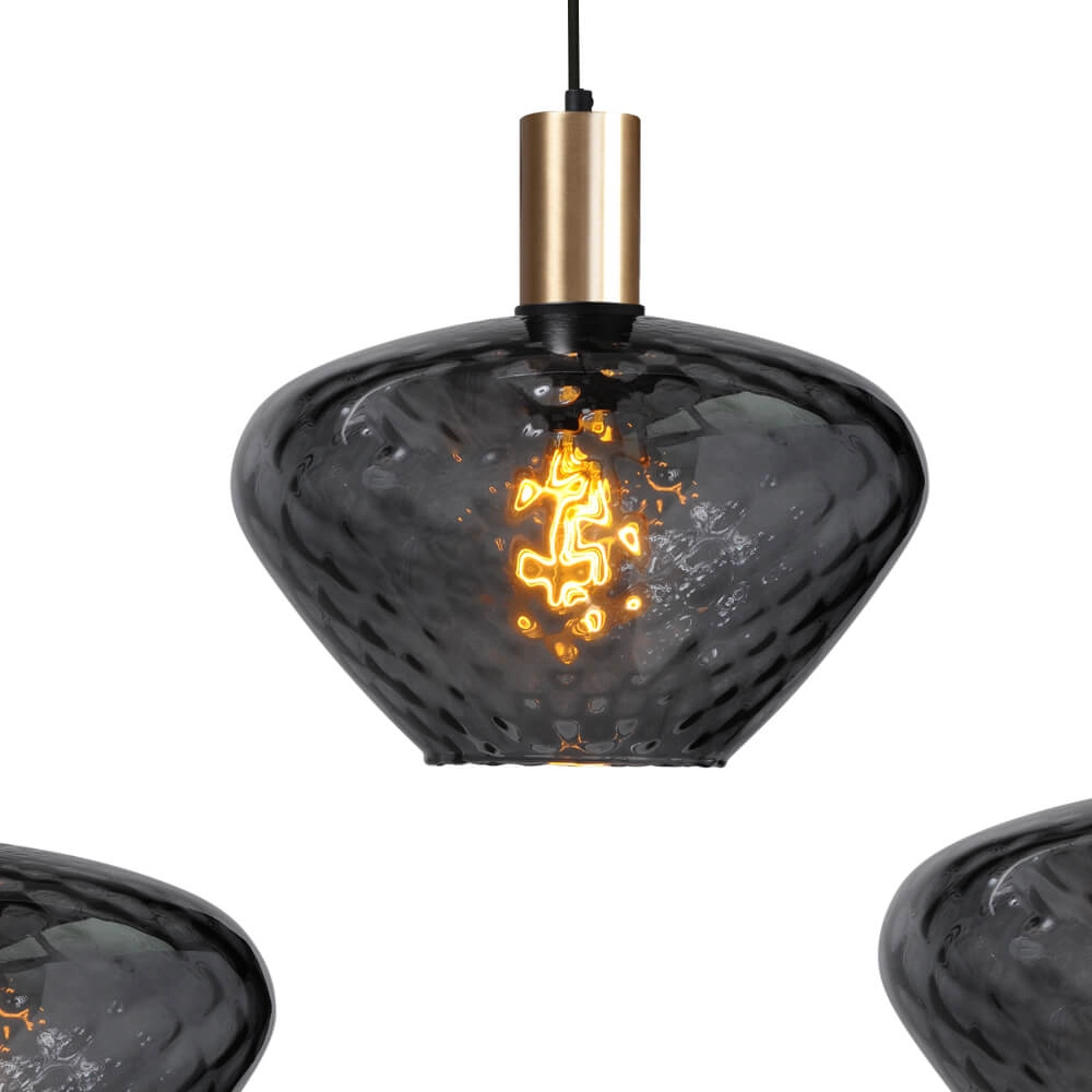 5-lichts hanglamp - goud - Porto met Blossom clear glazen Masterlight 8718121270234