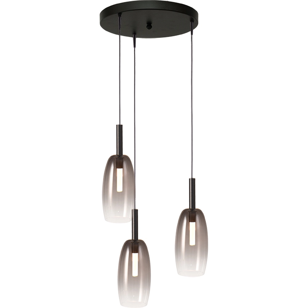 3L vide hanglamp Lido Olive met Ø 11,5cm smoke-fading glas