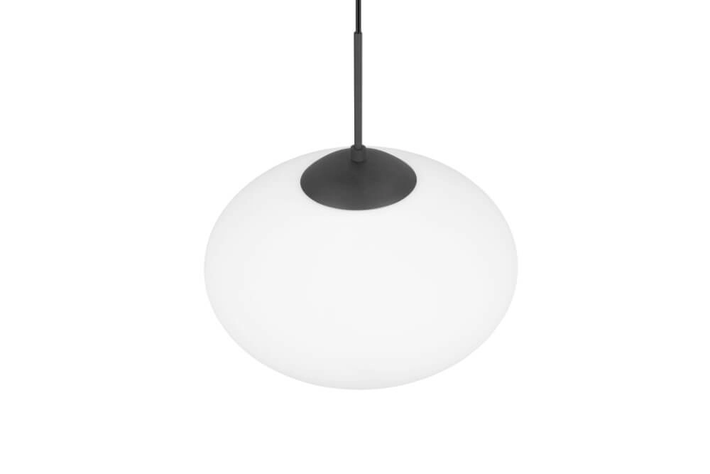 Ovale hanglamp Fomento Ø 40cm - zwart met wit glas Trio 4017807616224