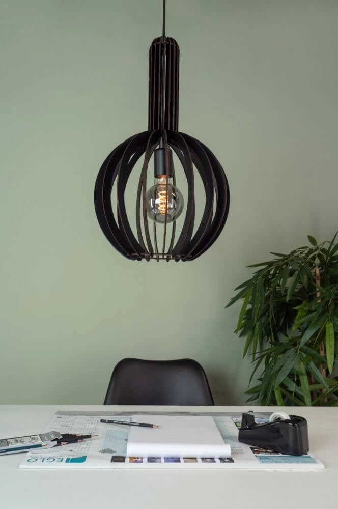 Zwart houten hanglamp Velasco Ø 31cm Eglo 9008606224067