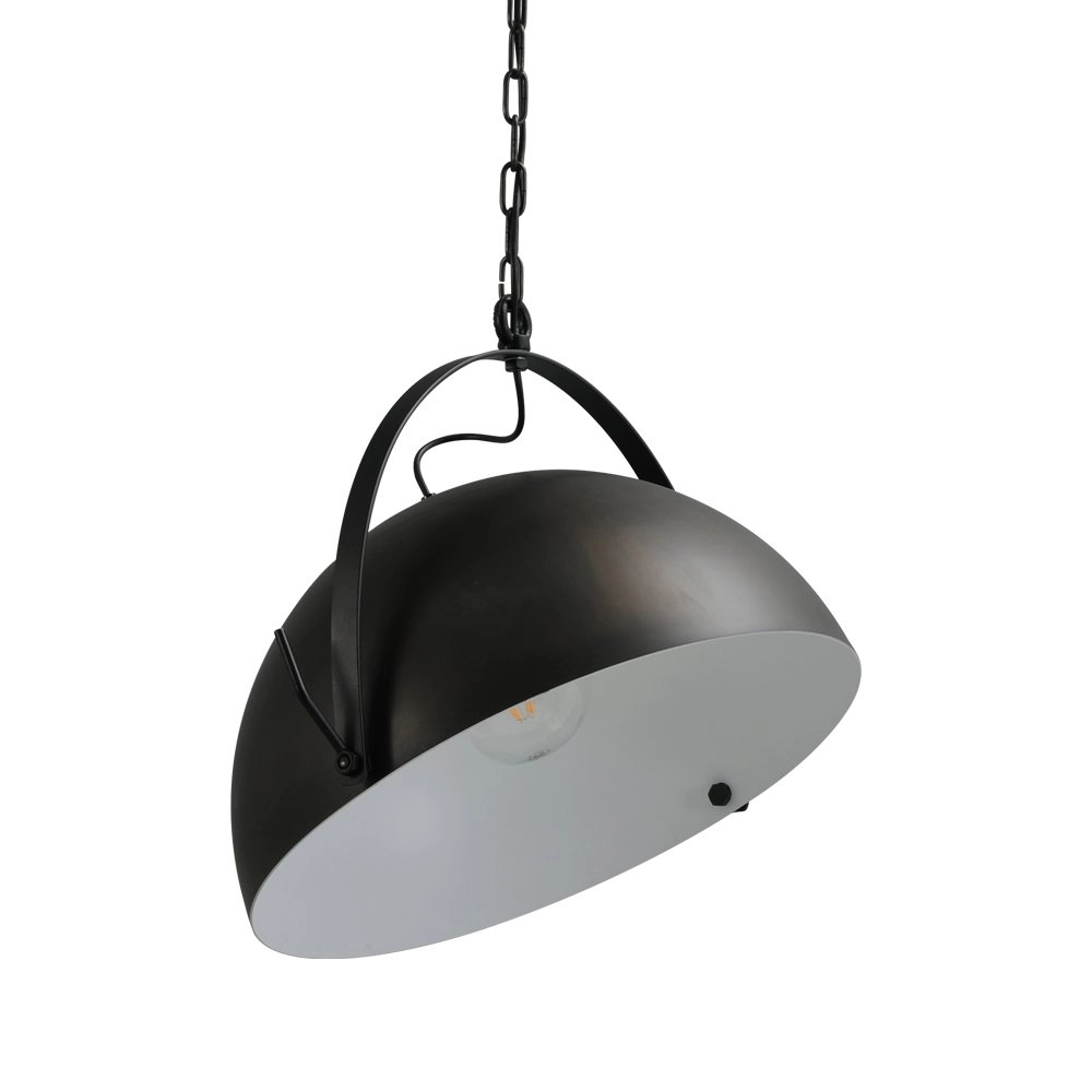 Landelijke hanglamp Larino 50 retro zwart met wit