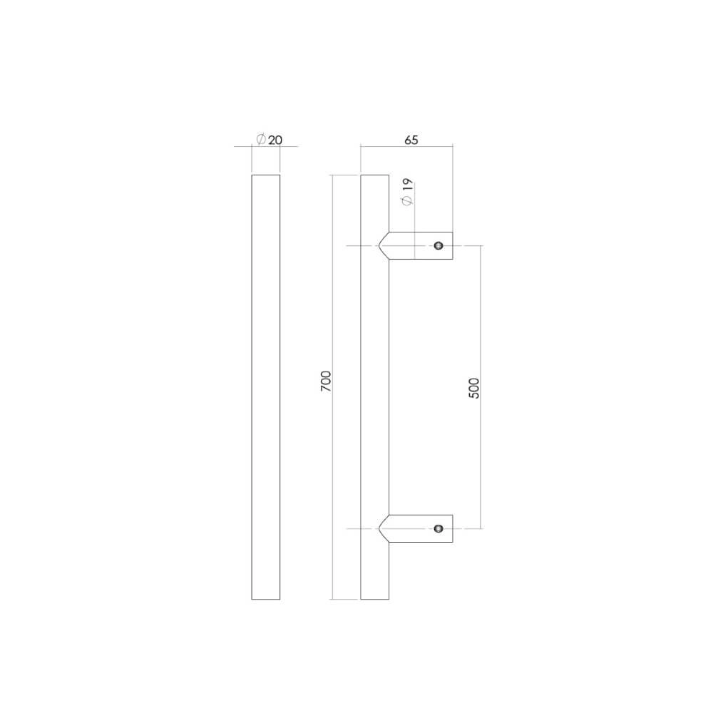 Deurgreep T-vorm Gripon 70cm zwart Intersteel 8714186527146