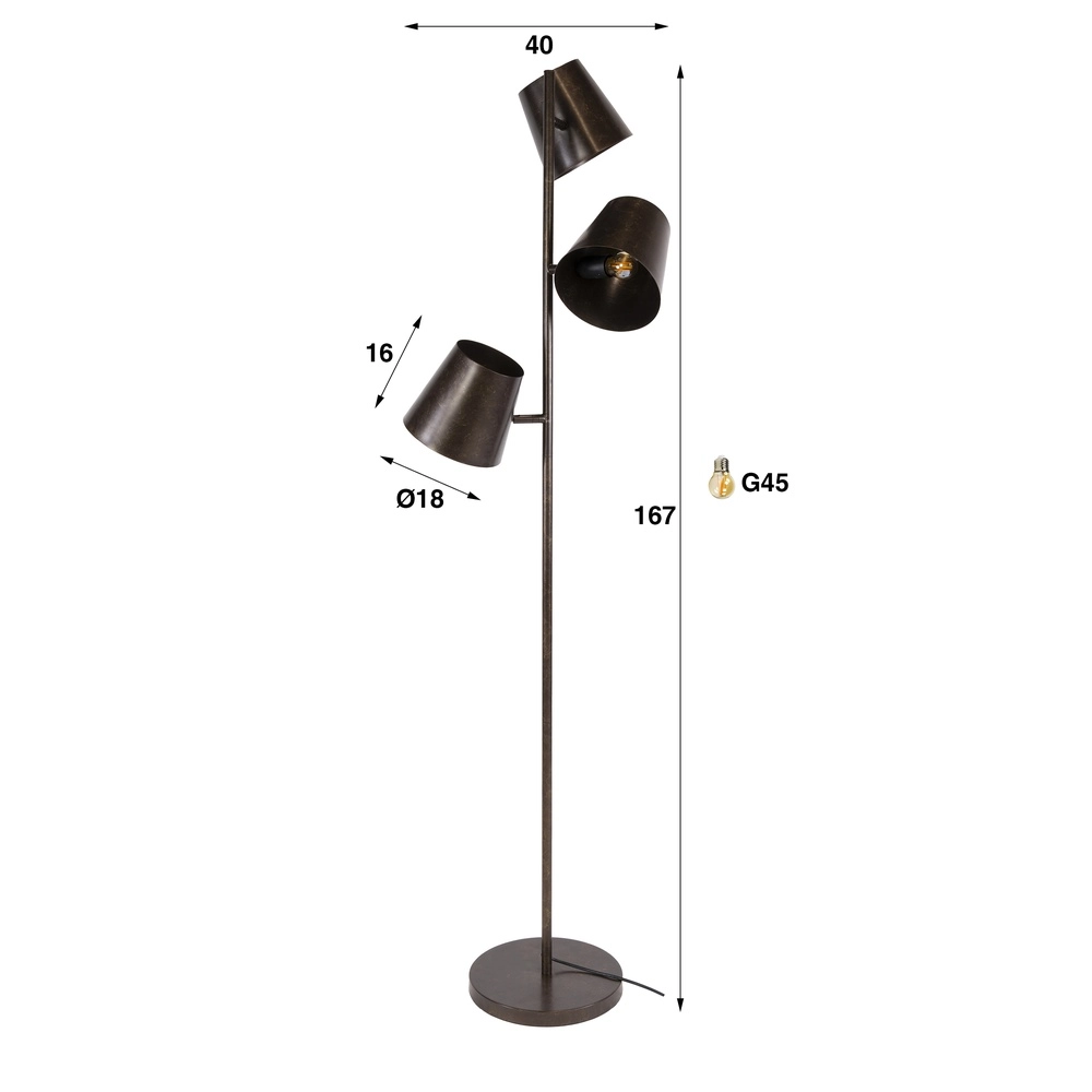 Rustieke vloerlamp Kinetic 167cm - urban bruin Lyora 8716803513198