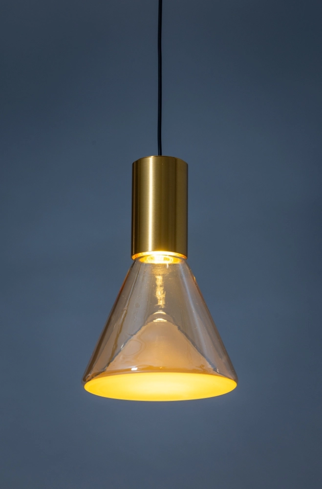 Eetkamer hanglamp Lisa goud met amber glas ETH 8720195310198