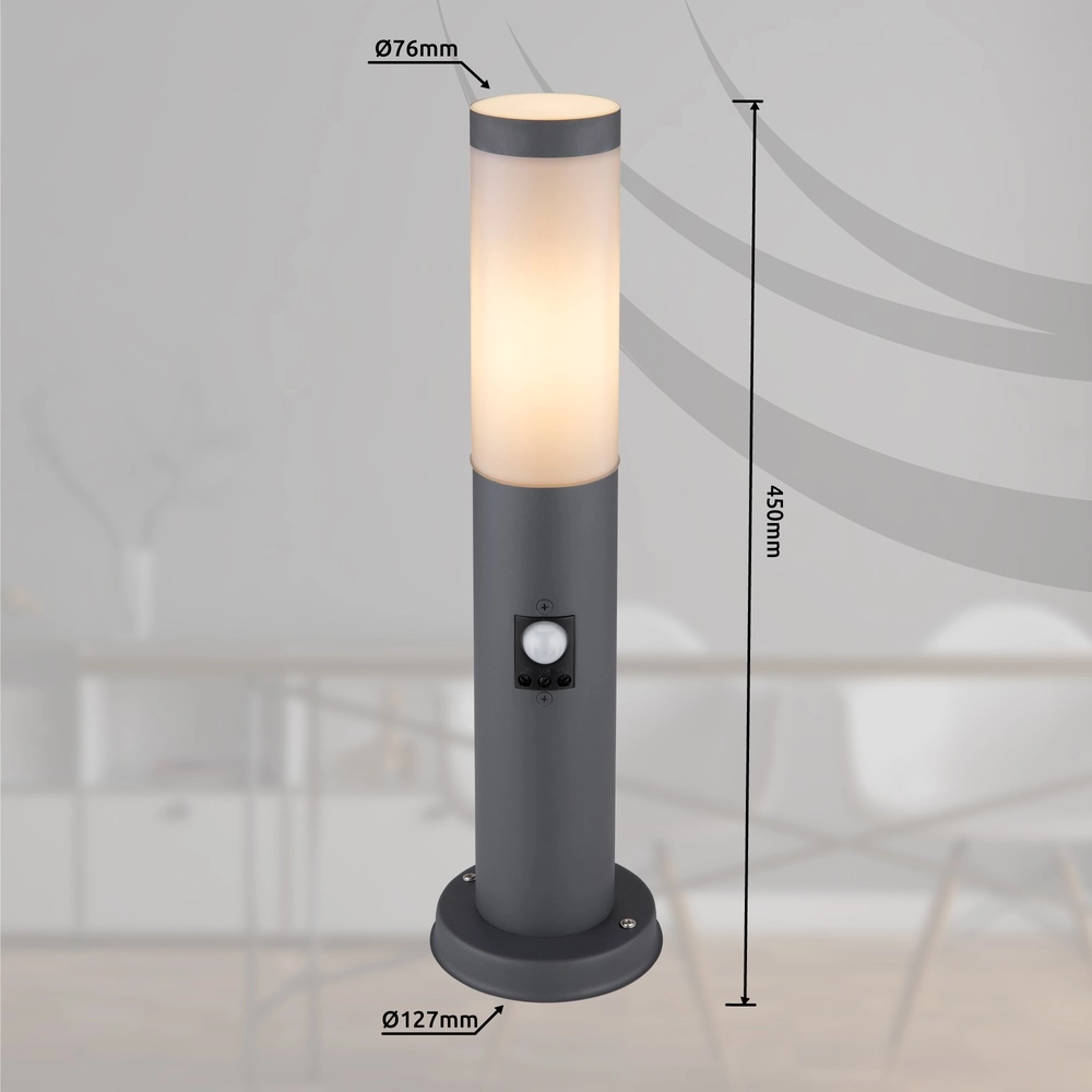 Tuinlamp Boston antraciet met wit en sensor Globo 9007371407576
