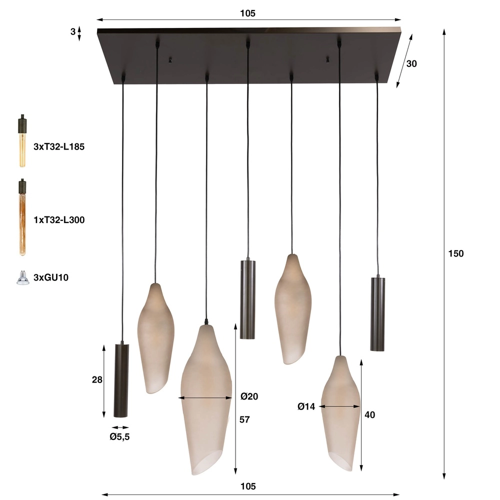 Stijlvolle hanglamp Cocoon met frosted glas Lyora 8716803511934