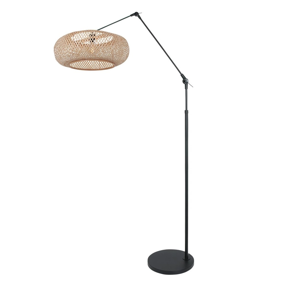 Vloerlamp Prestige Chic zwart met rotan kap Steinhauer 8712746183603