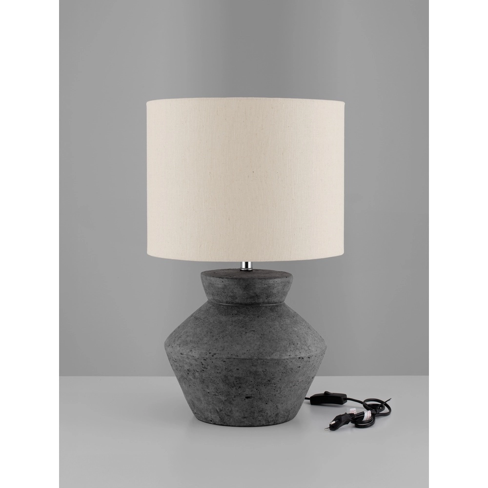 Tafellamp Plumage antraciet met crème kap Lyora 5212017468239