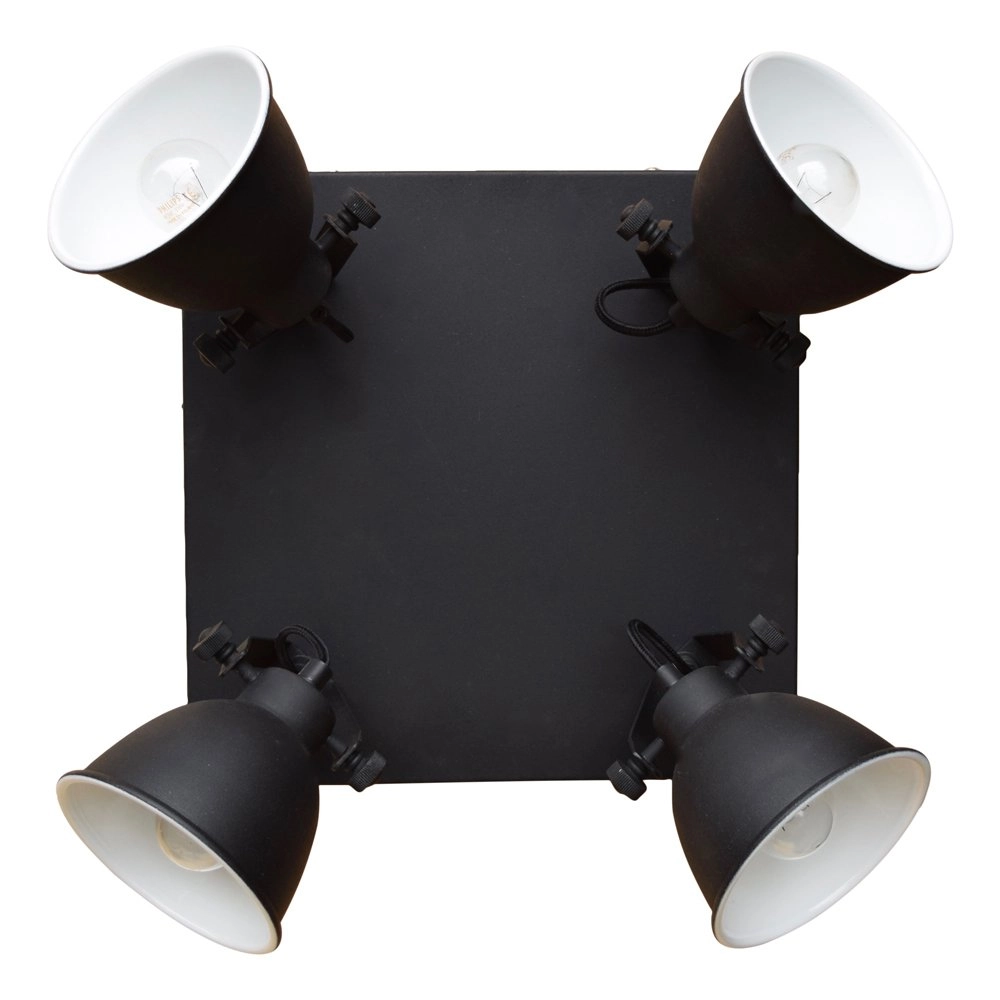Stoere plafondspots Industrial 4-lichts vintage zwart